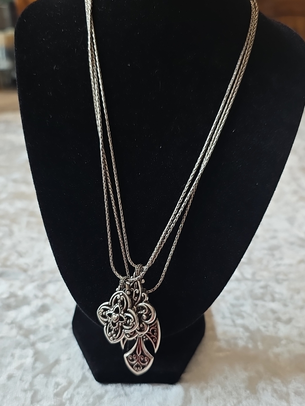Brighton Retired Nobility Charm Triple Strand Statement Necklace